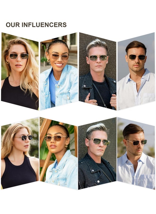 Sojos Retro Vintage Rectangle Polarized Sunglasses Mens Womens Classic Uv400 Metal Sunnies Sj1215 Black Grey  - Image 2