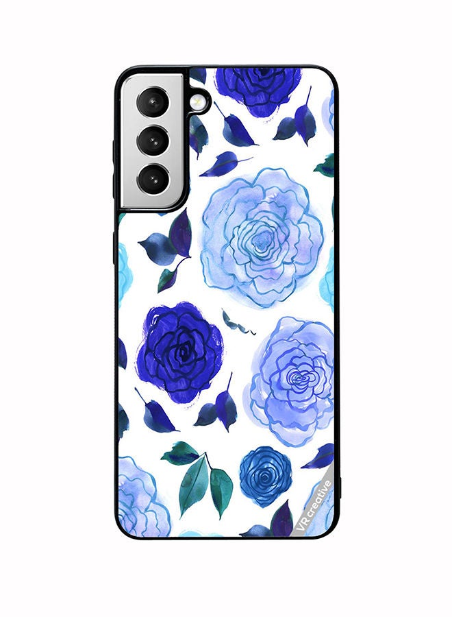 VR CREATIVE Protective Case Cover For Samsung Galaxy S22 5G Blue Smot Flower Design Multicolour - Image 1