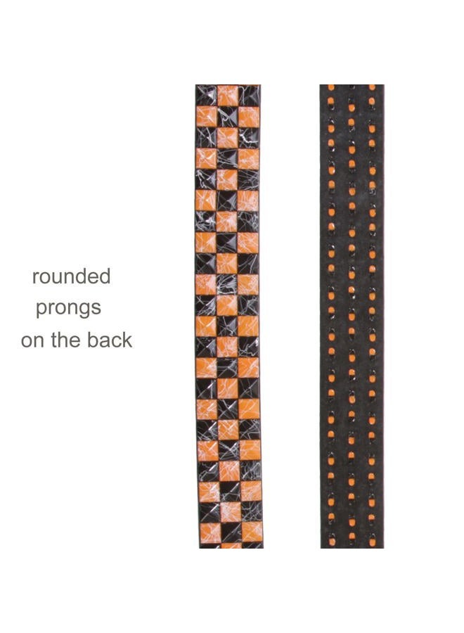 Beltiscool Snap On 1 1/2"-38mm Checkerboard Punk Rock Studded Belt, Orange/Black | l 36"-38" - Image 5