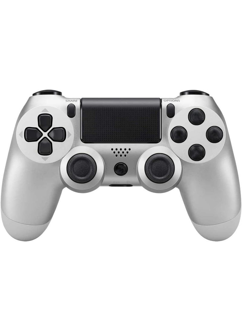 بي إس4 ذراع تحكم لاسلكي ديسال شوك لبلايستيشن 4 | متوافق مع أجهزة PS4 و Slim و Pro | اهتزاز مزدوج | عصا تحكم محسنة بـ 6 محاور وصوت ولوحة لمس | فضي - Image 1