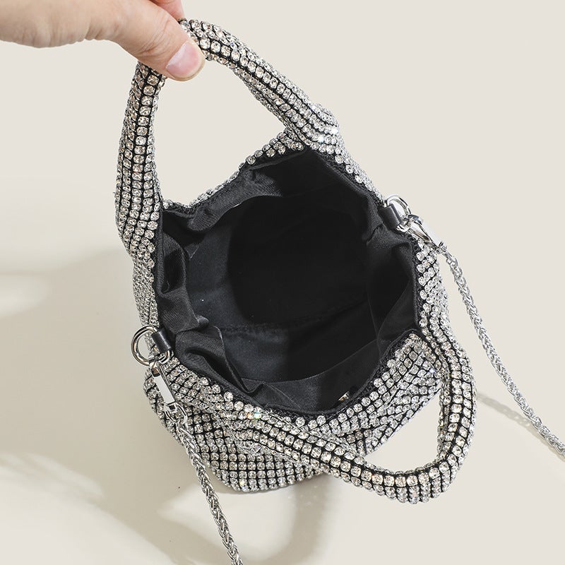 Dawang Full Diamond Bag For Women Trendy Fashion Rhinestone Bucket Bag Rhinestone Chain Bag Handheld Crossbody Bag - Image 5
