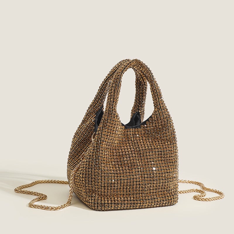 Dawang Full Diamond Bag For Women Trendy Fashion Rhinestone Bucket Bag Rhinestone Chain Bag Handheld Crossbody Bag - Image 4
