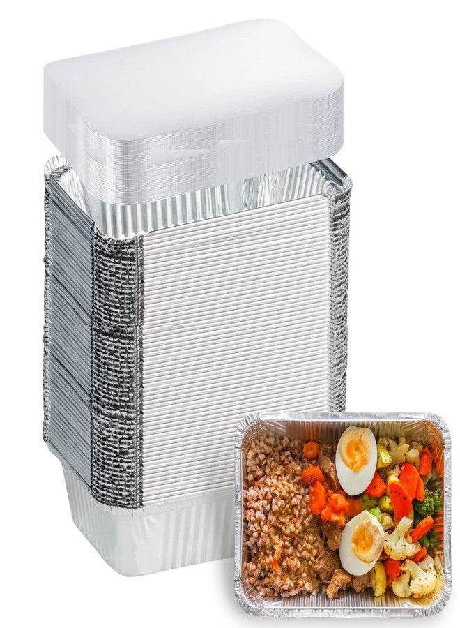 Findful 100 Pack Aluminum Foil Pans Disposable - 8.5"×6"×2" Foil Food Containers with Lids - 2.25 LB Heavy Duty Tin Foil Pans - for Cooking, Baking, Meal Prep and Freezer - Image 1