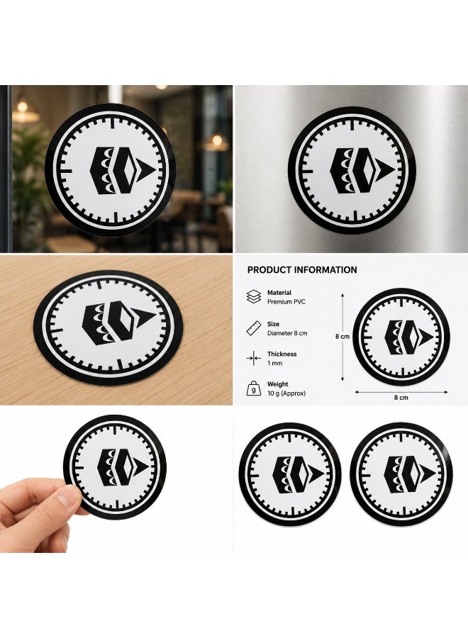 Qibla Direction Sign Sticker with Makkah Sharif Image, Black & White | Digital Printing Media, 1 mm Thickness, Multi-Surface Use, Circular Design, Removable Backing - Image 3