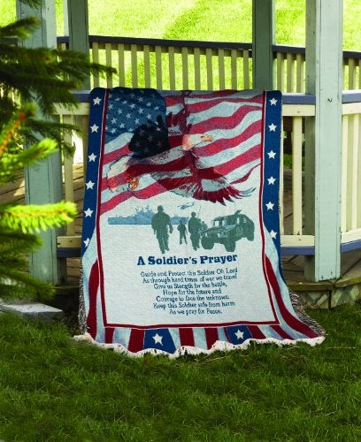 Manual Woodworker Manual Patriotic Collection 50 x 60-Inch Tapestry Throw, A Soldiers Prayer, - Image 2