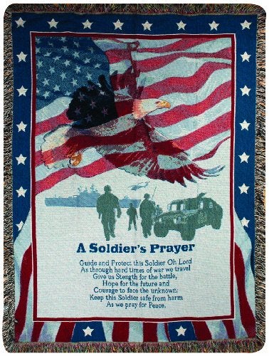 Manual Woodworker Manual Patriotic Collection 50 x 60-Inch Tapestry Throw, A Soldiers Prayer, - Image 1