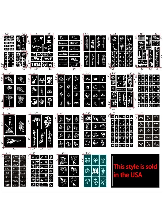 Aresvns 550+ قطعة من قوالب الوشم المؤقت مع قلم رسم الجسم، 24 ورقة من قوالب الوشم بالحناء قابلة لإعادة الاستخدام للنساء، قوالب الوشم اللامعة، قوالب الوشم بالهواء، قالب فن الجسم هدية عيد الميلاد - Image 2