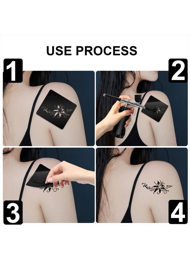 Aresvns 550+ قطعة من قوالب الوشم المؤقت مع قلم رسم الجسم، 24 ورقة من قوالب الوشم بالحناء قابلة لإعادة الاستخدام للنساء، قوالب الوشم اللامعة، قوالب الوشم بالهواء، قالب فن الجسم هدية عيد الميلاد - Image 4