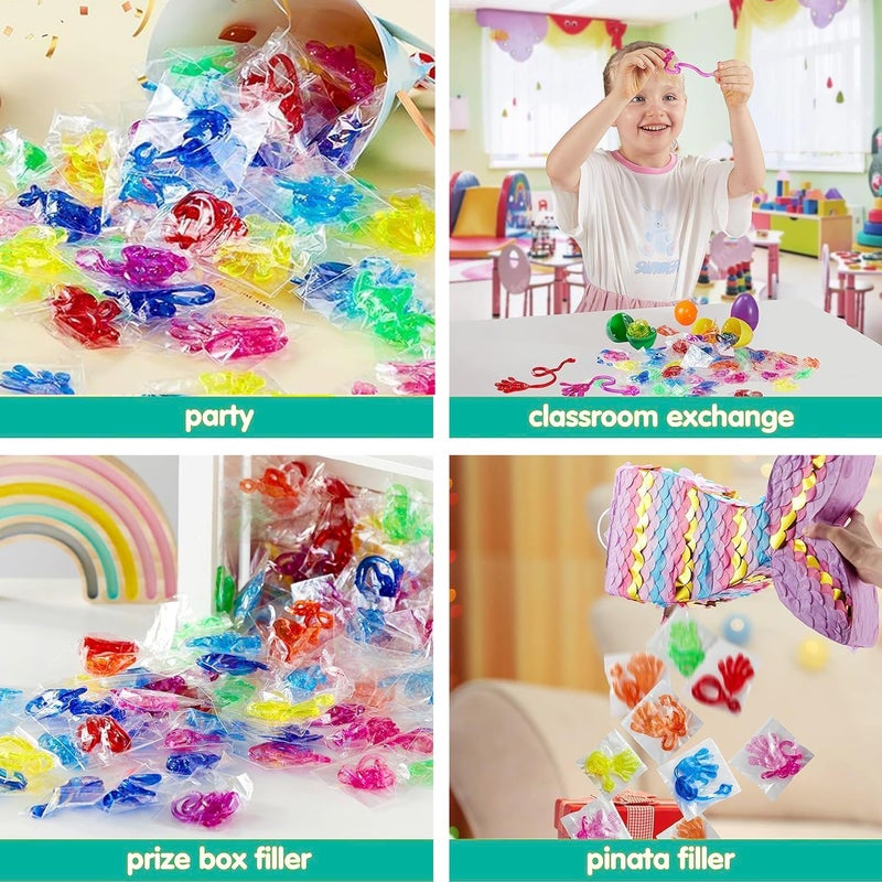 Adorox 72 Pieces Vinyl Glitter Sticky Hands Party Favor Birthday Gifts Toys Goodies (1 1/4" Long) - Image 4