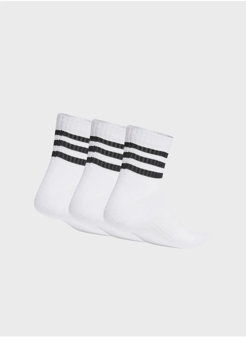 Adidas 3 Pack 3 Stripe Cushioned Socks