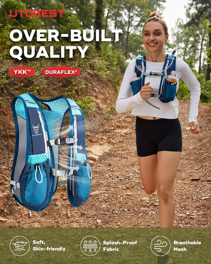 UTOBEST Running Vest, 5L Hydration Vest Lightweight, Breathable and Sweatproof Running Backpack, Adjustable Running Hydration Vest for Trail Running Marathon Race Jogging Cycling - Image 4