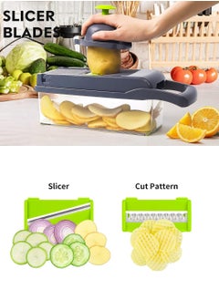 LEOKOR 12 In 1 Veggie Chopper Slicer Cutter Food Dicer with Container Hand Guard Draining Basket  - Image 4