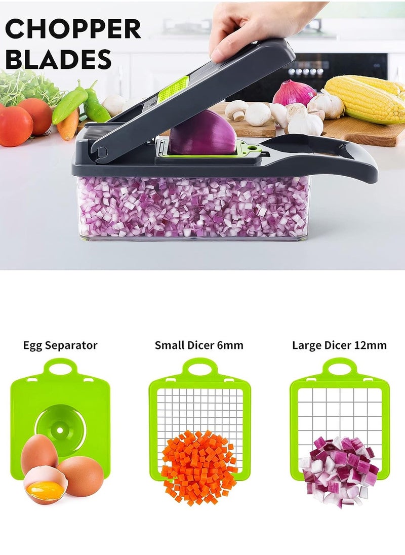 LEOKOR - 12 In 1 Veggie Chopper Slicer Cutter Food Dicer with Container Hand Guard Draining Basket - Image 1