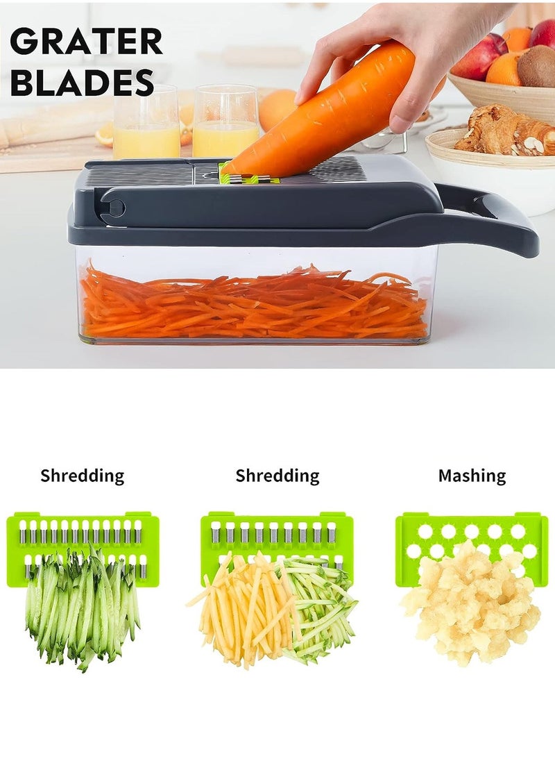 LEOKOR - 12 In 1 Veggie Chopper Slicer Cutter Food Dicer with Container Hand Guard Draining Basket - Image 1