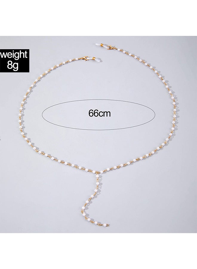 Depend Pearls Eyeglass Chain For Women, Sunglasses Chain Reading Glasses Chain Strap Necklace Eyeglass Holder Cords Lanyards For Elderly, Artificial Pearl - Image 2