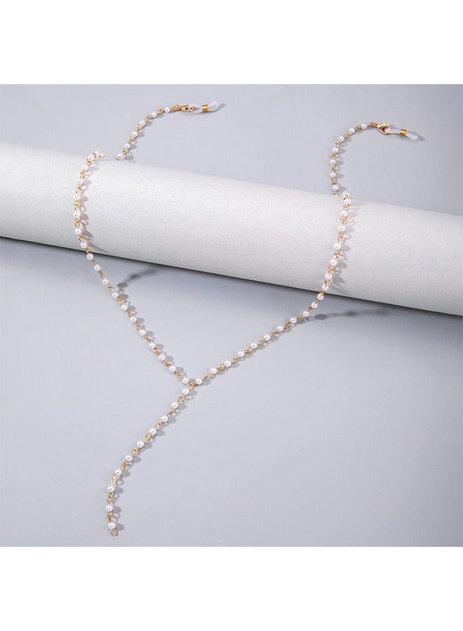 Depend Pearls Eyeglass Chain For Women, Sunglasses Chain Reading Glasses Chain Strap Necklace Eyeglass Holder Cords Lanyards For Elderly, Artificial Pearl - Image 3