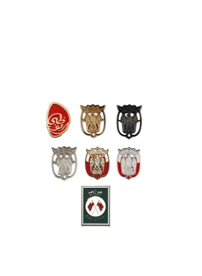 RKN Abu Dhabi 2D Sticker Badge UAE Abu Dhabi 7 Pcs Mix Logo Design Sticker Badge Metal 3cm - Image 1