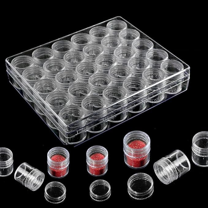 Plastic Storage Box Clear 30 Small Diamond Painting Storage Boxes Round Removable with Lid for Jewelry DIY Craft Earrings Sequins Embroidery  - Image 1