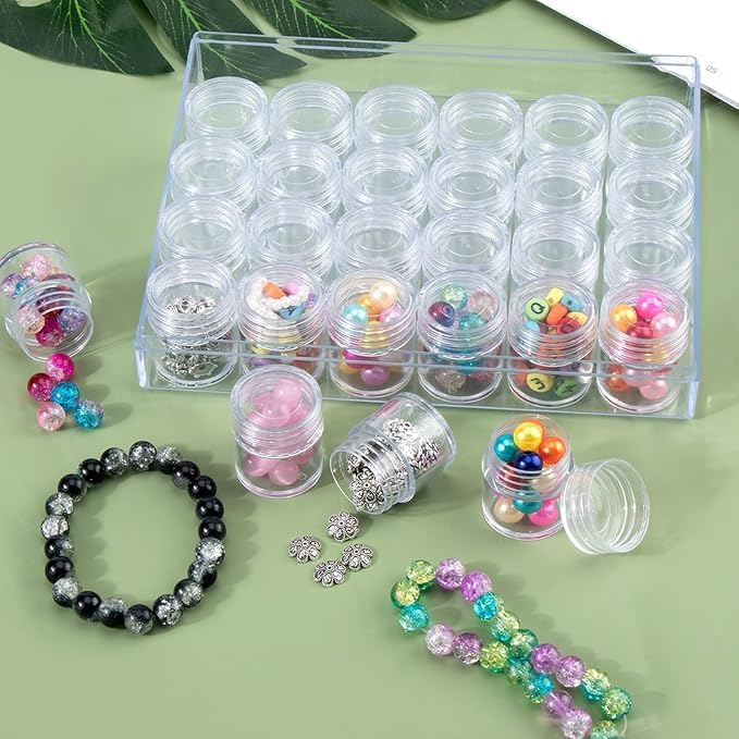 Plastic Storage Box Clear 30 Small Diamond Painting Storage Boxes Round Removable with Lid for Jewelry DIY Craft Earrings Sequins Embroidery  - Image 5