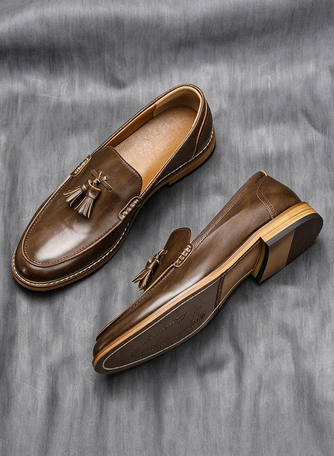 تايك تو Men Coffee Brown Tassel Loafers