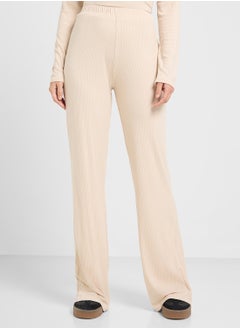 Ginger Ribbed Jersey Fitted Top & Flared Pant Set  - Image 4