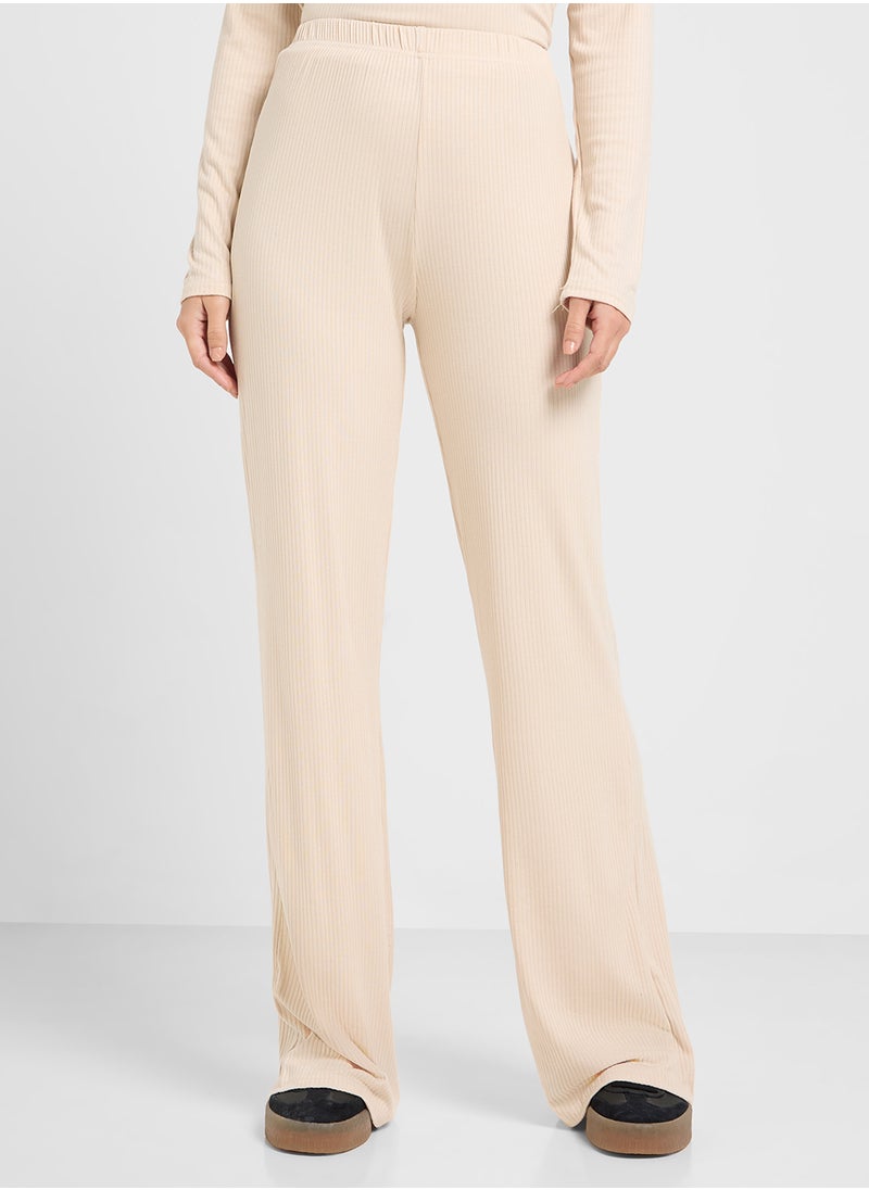 Ginger - Ribbed Jersey Fitted Top & Flared Pant Set - Image 1
