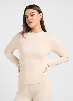 Ginger Ribbed Jersey Fitted Top & Flared Pant Set  - Image 3