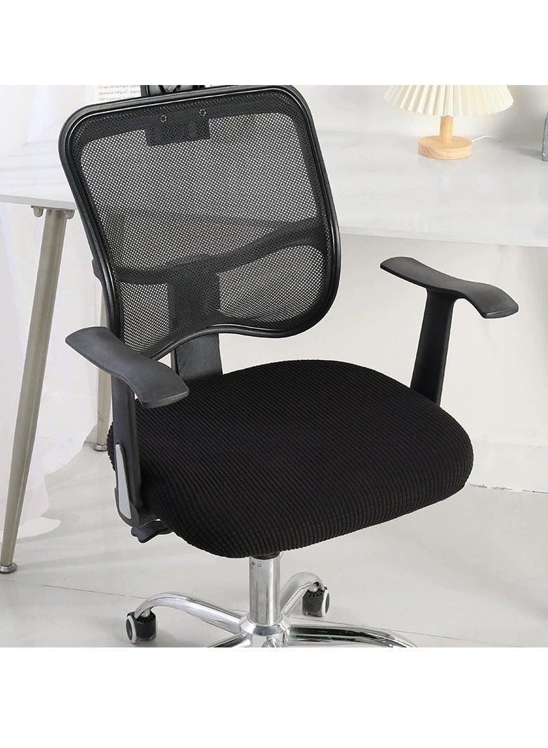 1 Set Elastic Office Chair Seat Covers Stretchable Computer Chair Protective Slipcovers, Black - Image 4