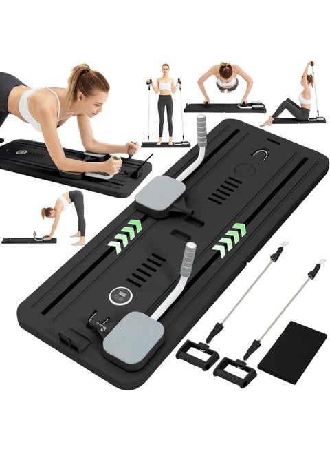Portable Multifunctional Sliding Pilates Reformer Board for Home Gym - Auto-Rebound Pilates Board with Timer Abdominal Core Trainer & Full Body Workout | Professional Pilates Equipment for Men/Women