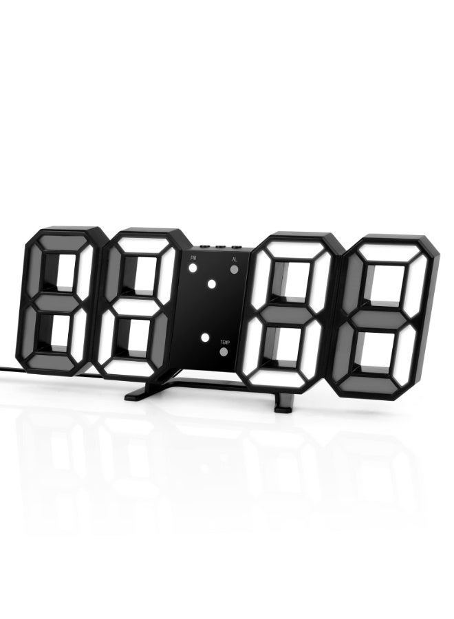 Kueh 3D Digital Alarm Clock,Wall LED Number Time Clock with 3 Auto Adjust Brightness Levels，Modern Night Light LED Electronic Clock Date,Temperature Display - Image 1