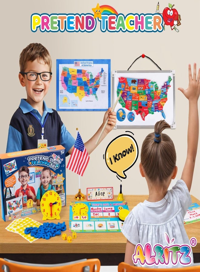 Alritz Pretend Teacher Playset, Role Pretend Play Kids School Toys Kit Include Map, Calendar, White Board Boys Girls Toys, Christmas Birthday Gift for Ages 5 6 7 8 9 10 11 12 13+ - Image 3