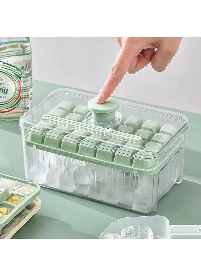 Y&D - Press-type Transparent Household Ice Cube Ice Cube With Lid Easy Demoulding Silicone Ice Cube Ice Maker Silicone Mold-Medium Light Green One Layer 28 Cells - Image 1