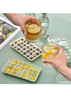 Y&D Press-type Transparent Household Ice Cube Ice Cube With Lid Easy Demoulding Silicone Ice Cube Ice Maker Silicone Mold-Medium Light Green One Layer 28 Cells  - Image 5