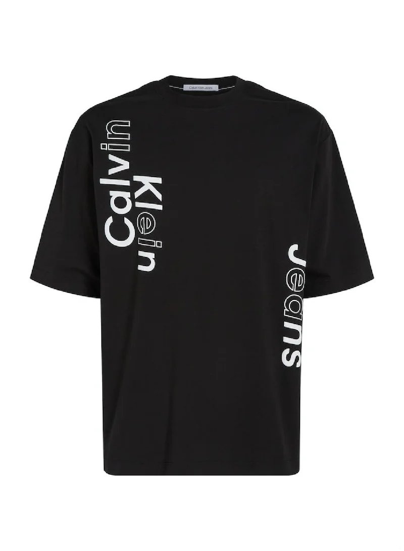 Calvin Klein Jeans Men's Blocking Graphic Short Sleeve T-Shirt - Cotton, Black