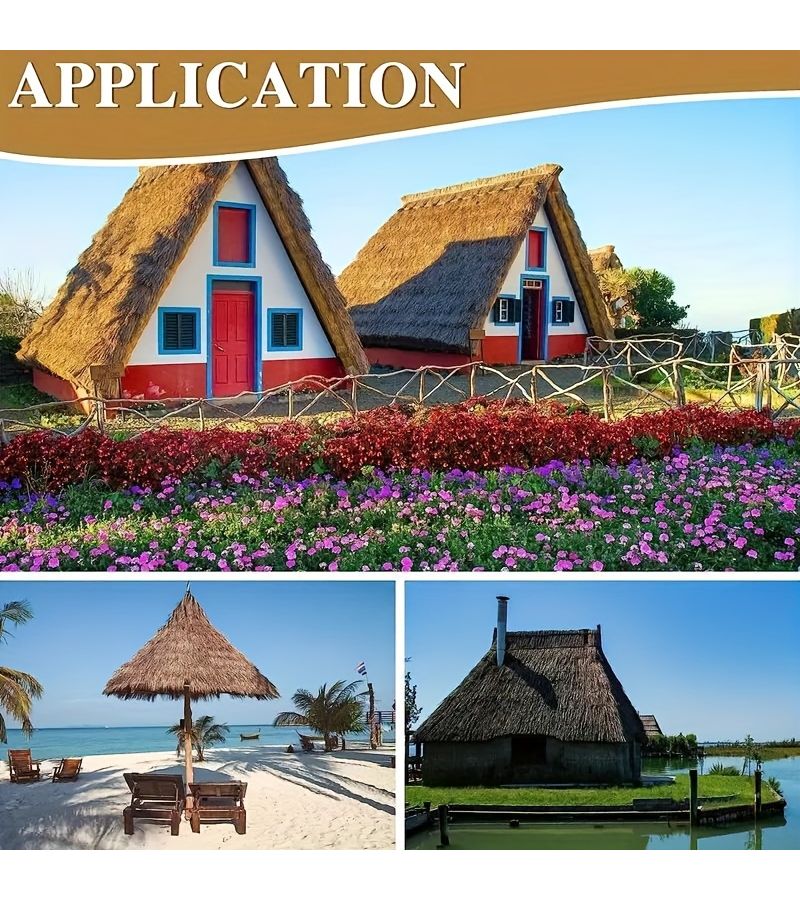 1pc Heat Resistant Artificial Palm Thatch Roof Rolls Garden Fence Decoration - Image 4