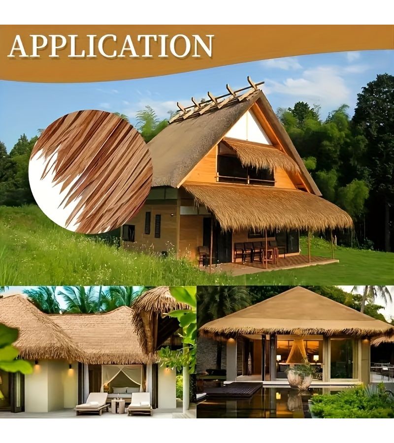 1pc Heat Resistant Artificial Palm Thatch Roof Rolls Garden Fence Decoration - Image 2