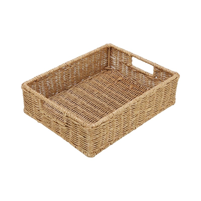 AKWAY wicker seagrass kauna grass water hyacinth rattan cane storage basket - (Beige) (12"L X 8"W X 4"H,Pack of 1) - Image 5