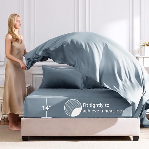 CozyLux Oversized King Comforter Set Dusty Blue, 7 Pieces Bed in a Bag Comforter Set with Sheets, All Season Bedding Set with Down Alternative Comforter, Sheets, Pillowcases & Shams - Image 5
