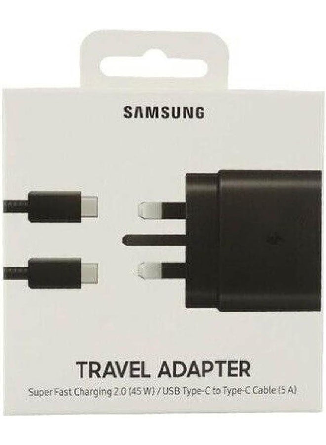 Samsung Travel Adapter (45W with USB type C cable) Black - EP-TA845XBEGCN - Image 1