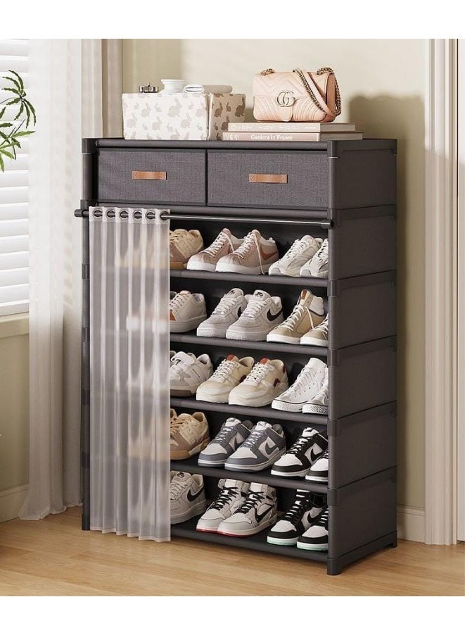 Dust-proof Transparent Shoe Display Cabinet with Drawers, Foldable, Dust-proof, Non-slip Base, Easy to Clean. Suitable for Storing Shoes, Multi-tier Display Shelf, Floor-standing Large-capacity Dust-proof Shoe Rack - Image 1