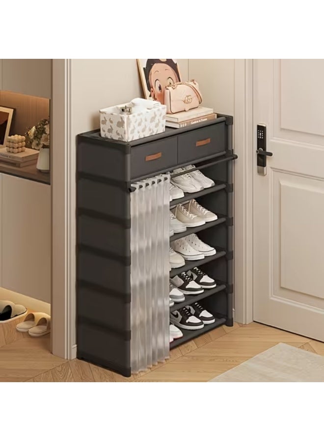 Dust-proof Transparent Shoe Display Cabinet with Drawers, Foldable, Dust-proof, Non-slip Base, Easy to Clean. Suitable for Storing Shoes, Multi-tier Display Shelf, Floor-standing Large-capacity Dust-proof Shoe Rack - Image 2