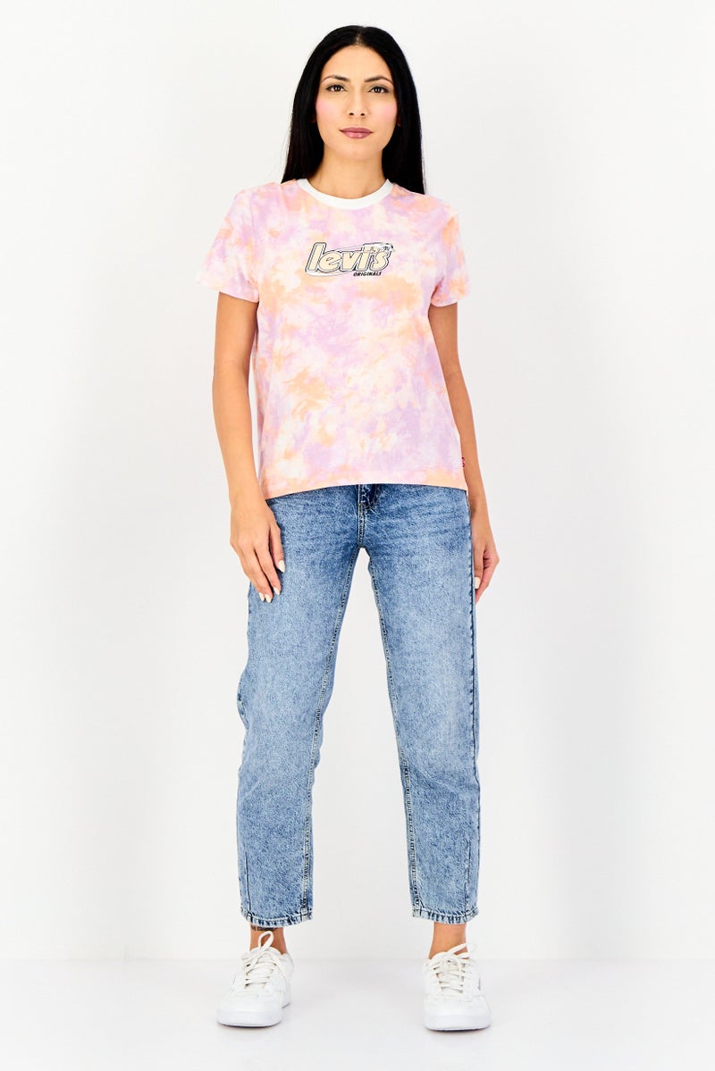 Levi's Women Crew Neck Brand Logo Short Sleeve Top, Multicolor - Image 3