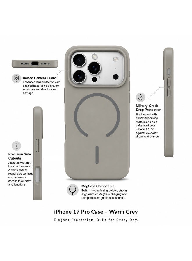 benco Premium Silicone Case for iPhone 17 Pro-Warm Grey - Image 2