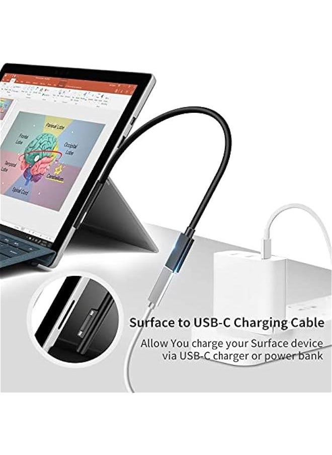 Generic - Surface to USB C Charging Cable (Female USB-C, 20 cm), Compatible with Microsoft Surface Pro 7/6/5/4/3 Go3/2/1 Laptop4/3/2/1, Requires 15V/3A USB-C Charger - Image 1