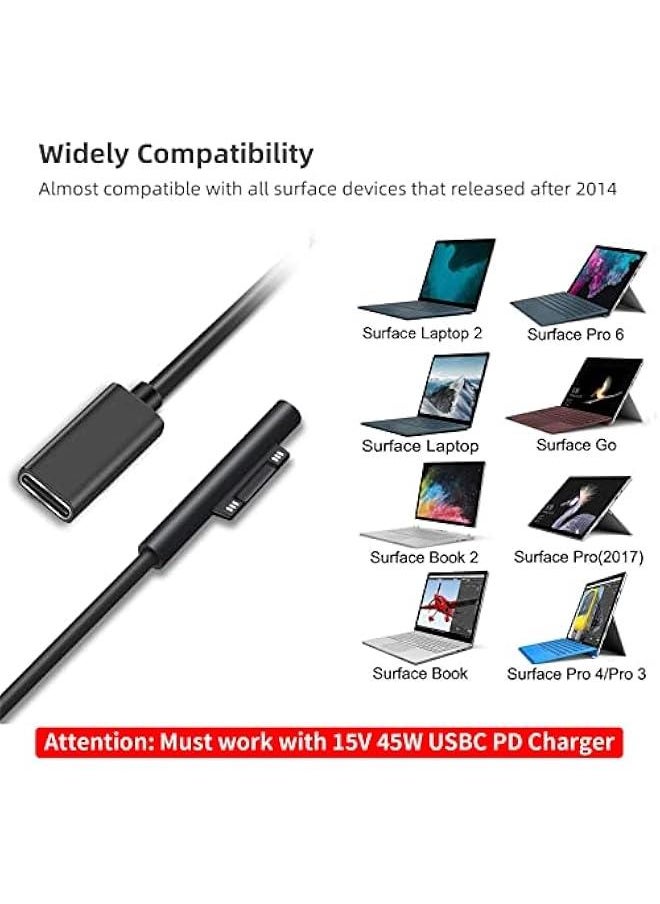 Generic - Surface to USB C Charging Cable (Female USB-C, 20 cm), Compatible with Microsoft Surface Pro 7/6/5/4/3 Go3/2/1 Laptop4/3/2/1, Requires 15V/3A USB-C Charger - Image 1