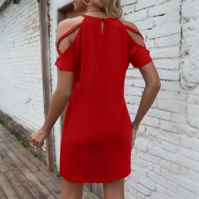 2026 Spring/Summer Women's Knit Off-Shoulder Mini Dress - Image 2