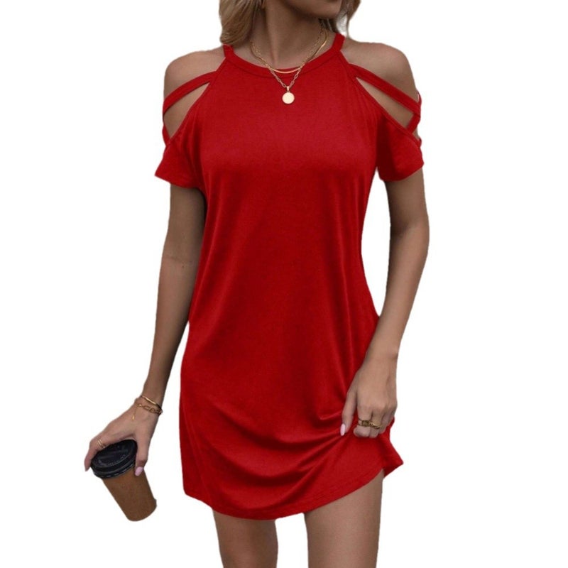 2026 Spring/Summer Women's Knit Off-Shoulder Mini Dress - Image 5