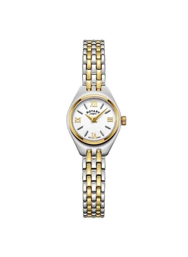 ROTARY Rotary Ladies Cocktail White Dial Silver & Gold Plated Stainless Steel Bracelet Watch - LB05126/70