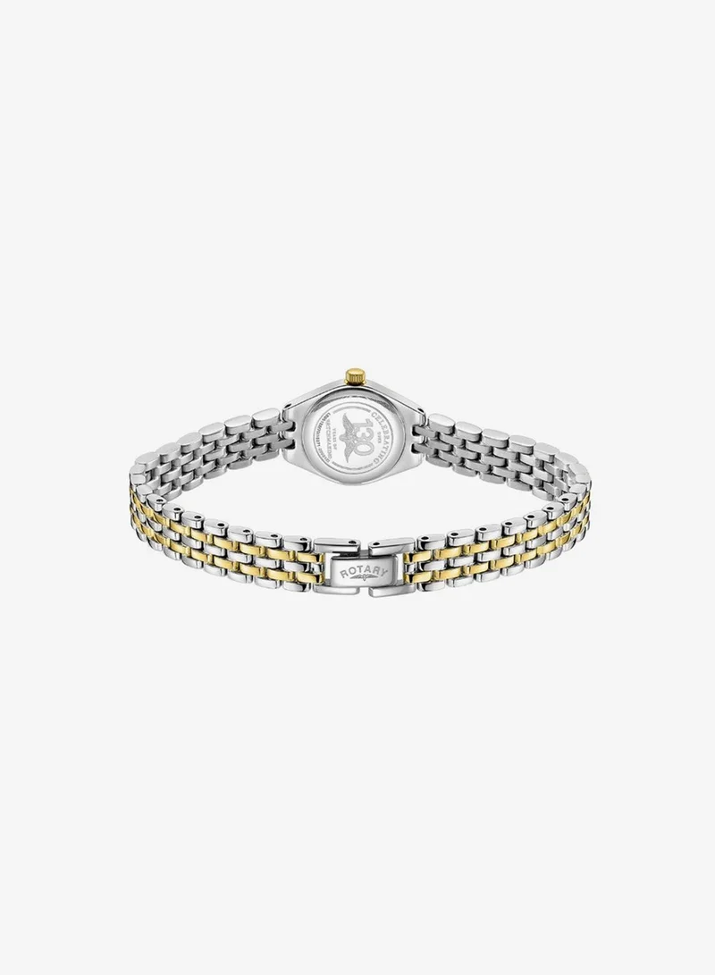Rotary  Rotary Ladies Cocktail White Dial Silver & Gold Plated Stainless Steel Bracelet Watch - LB05126/70 for Women | Best Price UAE