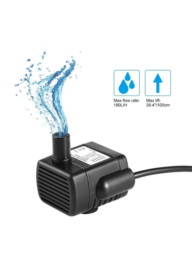 LEDGLE Mini USB Fountain Pump Compact Submersible Pumps Efficient 5V Water Pump for Small Pond, Fish Tank, Long Cord, 180L/H, Black - Image 2